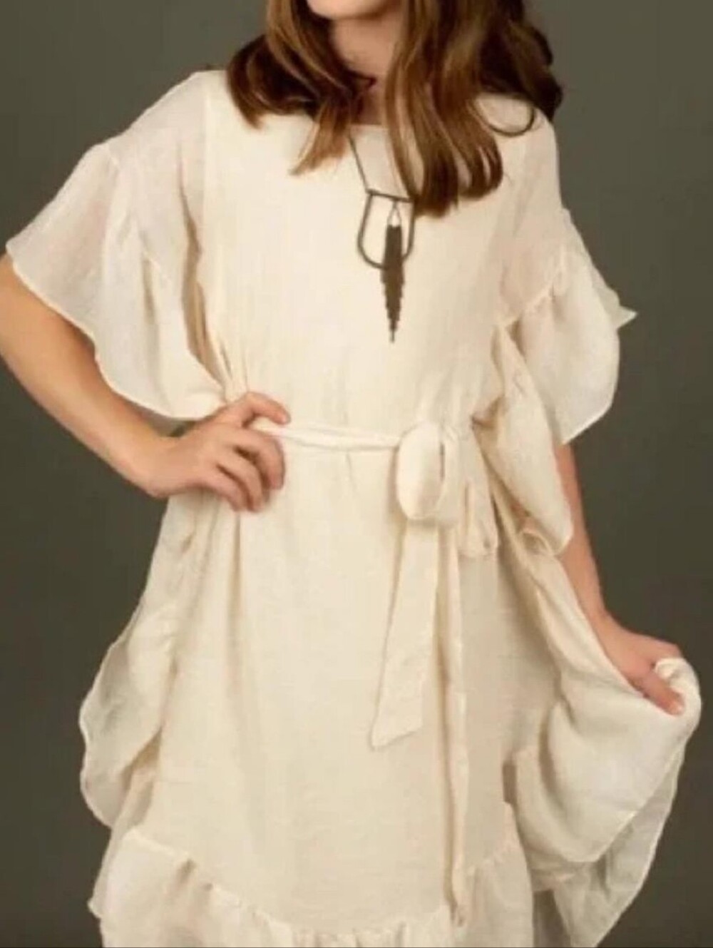 Mia Joy Jovia Belted Ruffle Dress XL